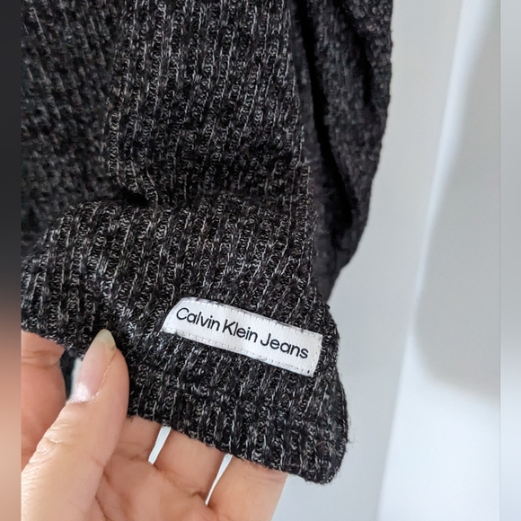 Calvin Klein Dark Grey Ribbed Button-Up - Picture 3 of 6